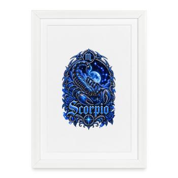 Blue Scorpio Zodiac Crest - Framed poster (27 × 37 cm) - white - Front