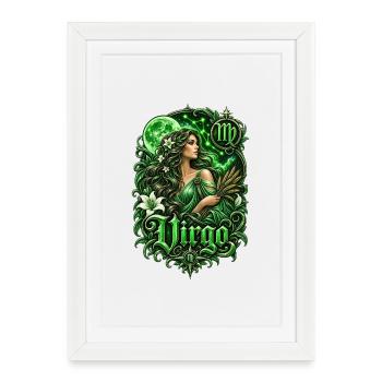 Green Virgo Lunar Goddess - Framed poster (27 × 37 cm) - white - Front