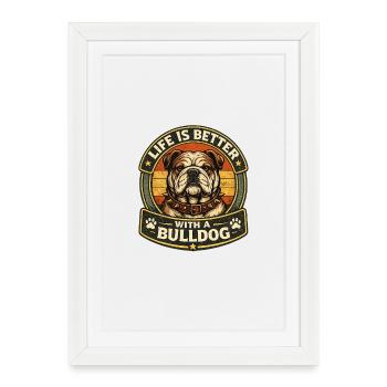 Bulldogge – Stolz und Mächtig - Gerahmtes Poster (27 × 37 cm) - Weiß - Vorne