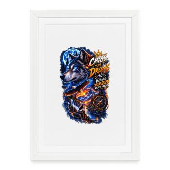 Chase Your Dreams Wolf Wilderness - Framed poster (27 × 37 cm) - white - Front