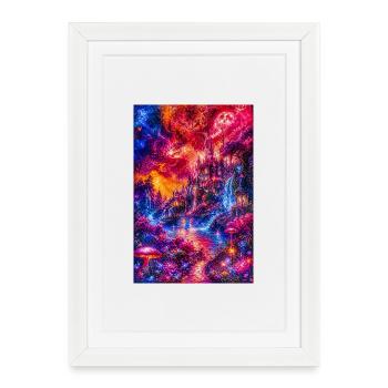 Paysage onirique du château chromatique - Affiche encadrée (27 × 37 cm) - blanc - Devant