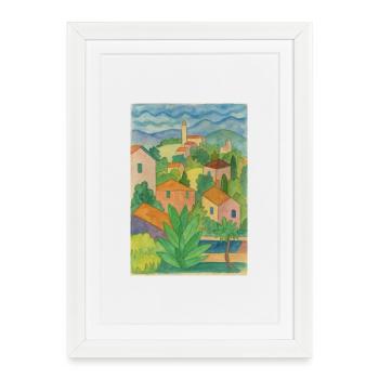 Cabane idylle sur la colline panorama - Affiche encadrée (27 × 37 cm) - blanc - Devant