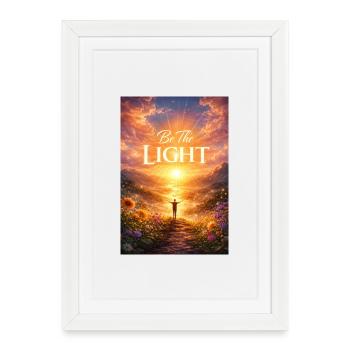 Sois la lumière au lever du soleil - Affiche encadrée (27 × 37 cm) - blanc - Devant