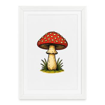 Red Toadstool Retro - Framed poster (27 × 37 cm) - white - Front