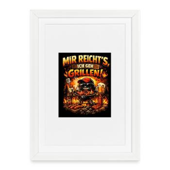 J’en ai assez, je vais faire un barbecue - Affiche encadrée (27 × 37 cm) - blanc - Devant