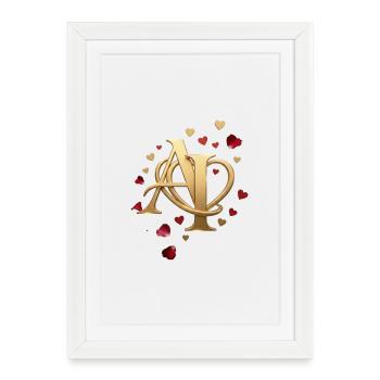 Golden Initials AI with Heart Frame - Framed poster (27 × 37 cm) - white - Front