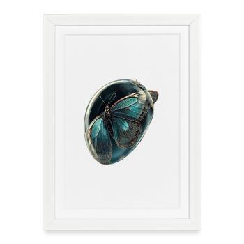 Papillon en Bulle Teal - Affiche encadrée (27 × 37 cm) - blanc - Devant