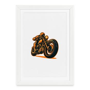 Flame Motorcyclist - Framed poster (27 × 37 cm) - white - Front