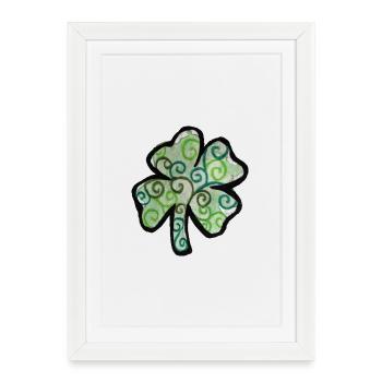 Trèfle tourbillonné en verts pastel - Affiche encadrée (27 × 37 cm) - blanc - Devant