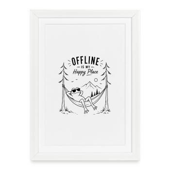 Offline is my happy place - Framed poster (27 × 37 cm) - white - Front