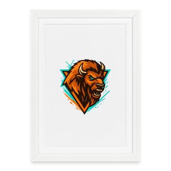 Bear Storm Logo Orange Turquoise - Framed poster (27 × 37 cm) - white - Front