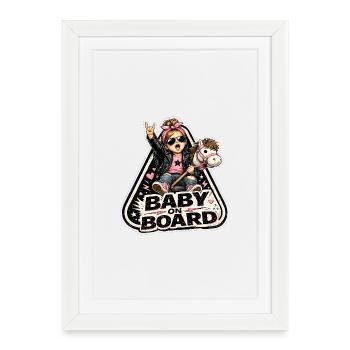 Baby on Board Rocker Style - Framed poster (27 × 37 cm) - white - Front