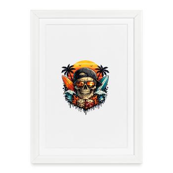 Sunset Skull Vibes - Framed poster (27 × 37 cm) - white - Front
