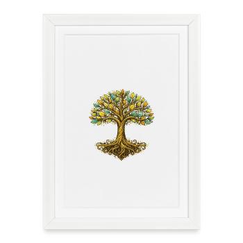 Stylized Tree of Life – Natural Harmony - Framed poster (27 × 37 cm) - white - Front