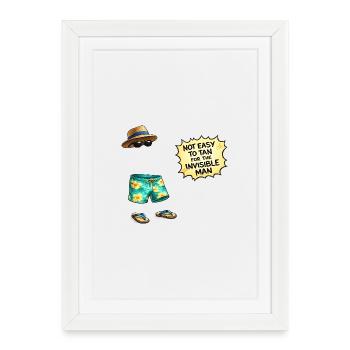 Humour Estival invisible à la Plage - Affiche encadrée (27 × 37 cm) - blanc - Devant