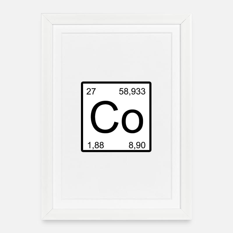 Kobalt Element Stil Minimal - Gerahmtes Poster (27 × 37 cm) - Weiß
