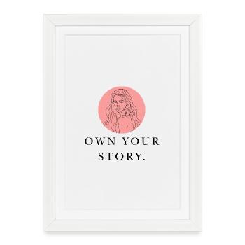 Line portrait with flower accent own your story - Framed poster (27 × 37 cm) - white - Front