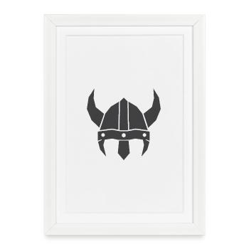 Viking Helmet, Vendel Helmet Silhouette - Framed poster (27 × 37 cm) - white - Front