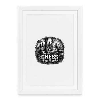 Puissance aux échecs – Roi et Reine au combat - Affiche encadrée (27 × 37 cm) - blanc - Devant