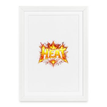 Typographie HEAT enflammée - Affiche encadrée (27 × 37 cm) - blanc - Devant