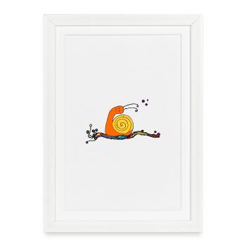 Escargot... Aujourd’hui, je sors mes tâteurs - Affiche encadrée (27 × 37 cm) - blanc - Devant