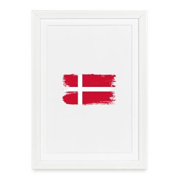 Denmark Flag Grunge Cross Brush - Framed poster (27 × 37 cm) - white - Front