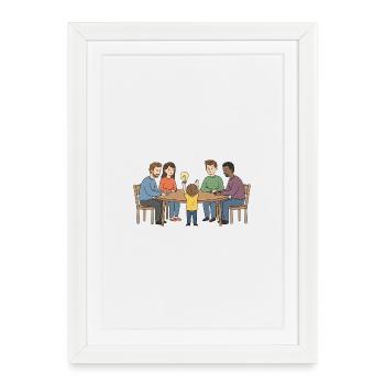 Idée collective autour d'une table - Affiche encadrée (27 × 37 cm) - blanc - Devant
