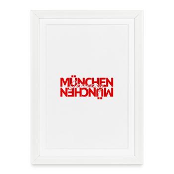 München Germany Script Overlay - Gerahmtes Poster (27 × 37 cm) - Weiß - Vorne
