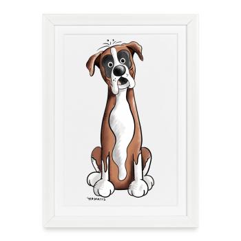Drôle Deutscher Boxer - Boxer Alleman - Affiche encadrée (27 × 37 cm) - blanc - Devant