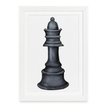 Échiquier en niveaux de gris Pièce d’art Impression d’art - Affiche encadrée (27 × 37 cm) - blanc - Devant