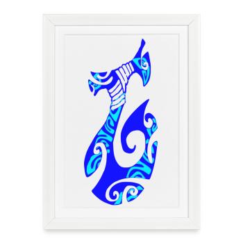 MATAU - Blue (Polynesian hook) - Framed poster (27 × 37 cm) - white - Front