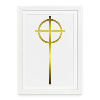 Celtic Cross Gold - Gerahmtes Poster (27 × 37 cm) - Weiß - Vorne