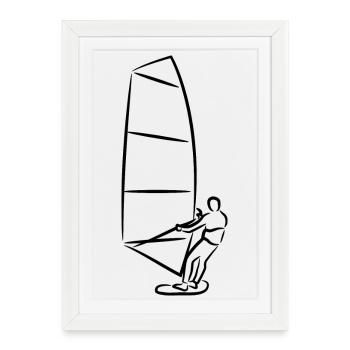 Windsurfer sketch - Framed poster (27 × 37 cm) - white - Front