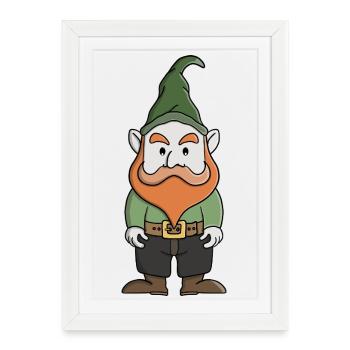 Gnome porte-bonheur - Affiche encadrée (27 × 37 cm) - blanc - Devant