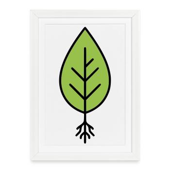 Green leaf line logo - Framed poster (27 × 37 cm) - white - Front