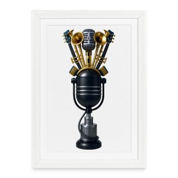 MICRO BAND - sound & vision - Affiche encadrée (27 × 37 cm) - blanc - Devant