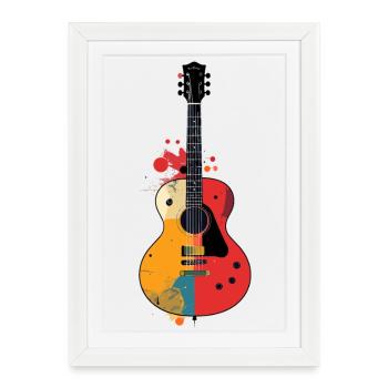 Colorful Guitar Art Acoustic Guitar Motif - Framed poster (27 × 37 cm) - white - Front