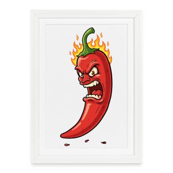 Raging Flame Chili - Framed poster (27 × 37 cm) - white - Front