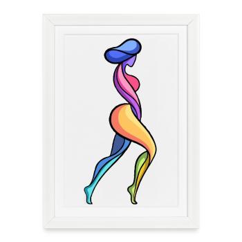 Farbenfrohe abstrakte Weiblichkeit - Gerahmtes Poster (27 × 37 cm) - Weiß - Vorne