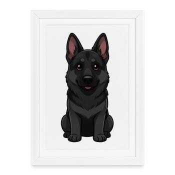 Cadeau berger allemand Berger Noir - Affiche encadrée (27 × 37 cm) - blanc - Devant