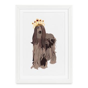 Chien majestueux avec couronne - Affiche encadrée (27 × 37 cm) - blanc - Devant