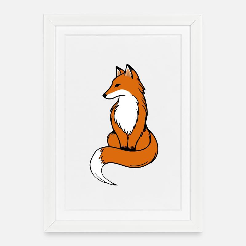 Renard - Affiche encadrée (27 × 37 cm) - blanc