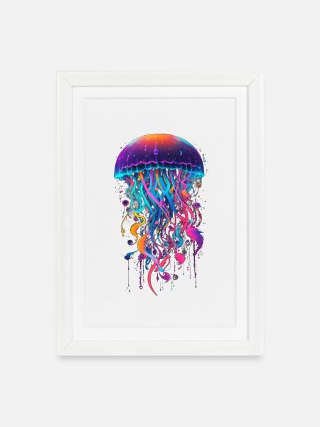 Jellyfish - Framed poster (27 × 37 cm) - white