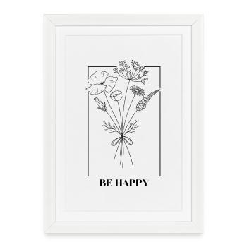 Line bouquet wildflower bouquet - Framed poster (27 × 37 cm) - white - Front