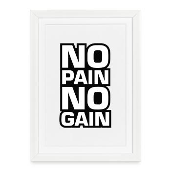 Pas de douleur, pas de gain Motivation - Affiche encadrée (27 × 37 cm) - blanc - Devant