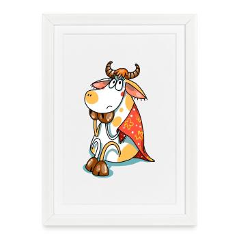Bébé Dragon Orange Biberon Shirt mignon - Affiche encadrée (27 × 37 cm) - blanc - Devant