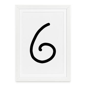 6 Number six number black Birthday - Framed poster (27 × 37 cm) - white - Front