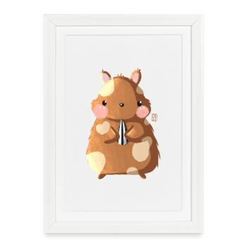 Cute hamster with sunflower seed - Framed poster (27 × 37 cm) - white - Front