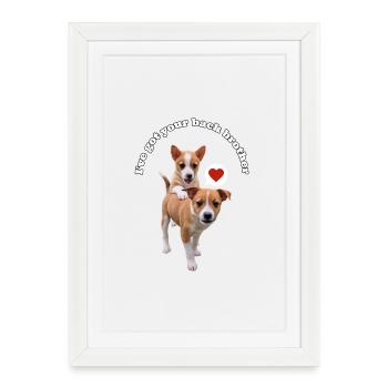 Podengo - Je te couvre - Affiche encadrée (27 × 37 cm) - blanc - Devant