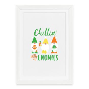 Chillin’ With My Gnomies Easter Design - Framed poster (27 × 37 cm) - white - Front